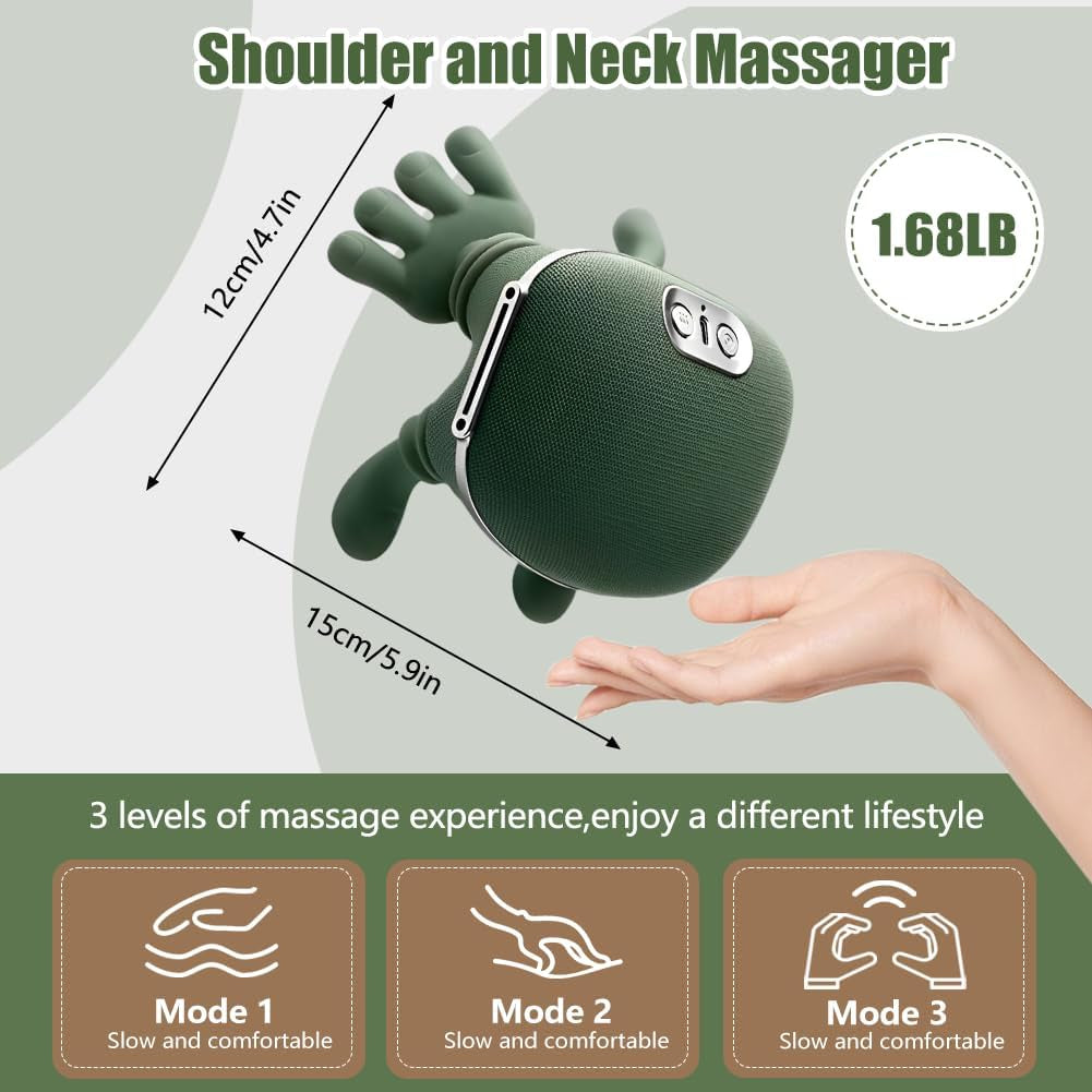 2026 Electric Shiatsu Neck and Back Massager with Heat, Adjustable Intensity Levels, and 4D Kneading for Authentic Palm Massage Experience