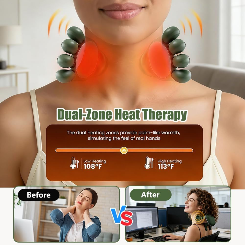 2026 Electric Shiatsu Neck and Back Massager with Heat, Adjustable Intensity Levels, and 4D Kneading for Authentic Palm Massage Experience
