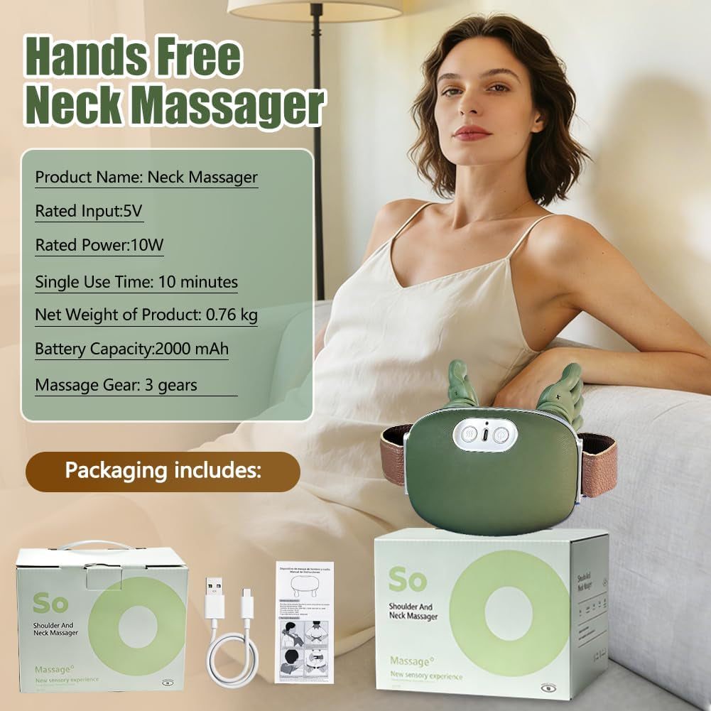 2026 Electric Shiatsu Neck and Back Massager with Heat, Adjustable Intensity Levels, and 4D Kneading for Authentic Palm Massage Experience
